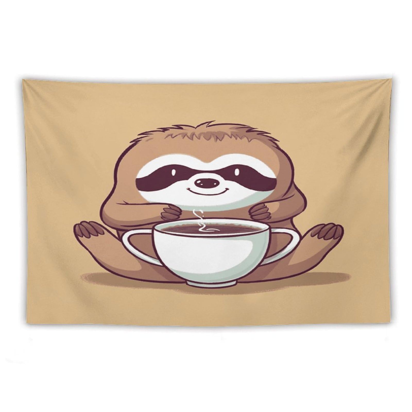 LDGSUPH Yoga Sloth Coffee Tapestry Wall Hanging Decor Anti-fading Aesthetic Wall Tapestries Fashion Wall Blanket Decor Modern Wall Art Tapestry for Bedroom Home Decor 40"x60"
