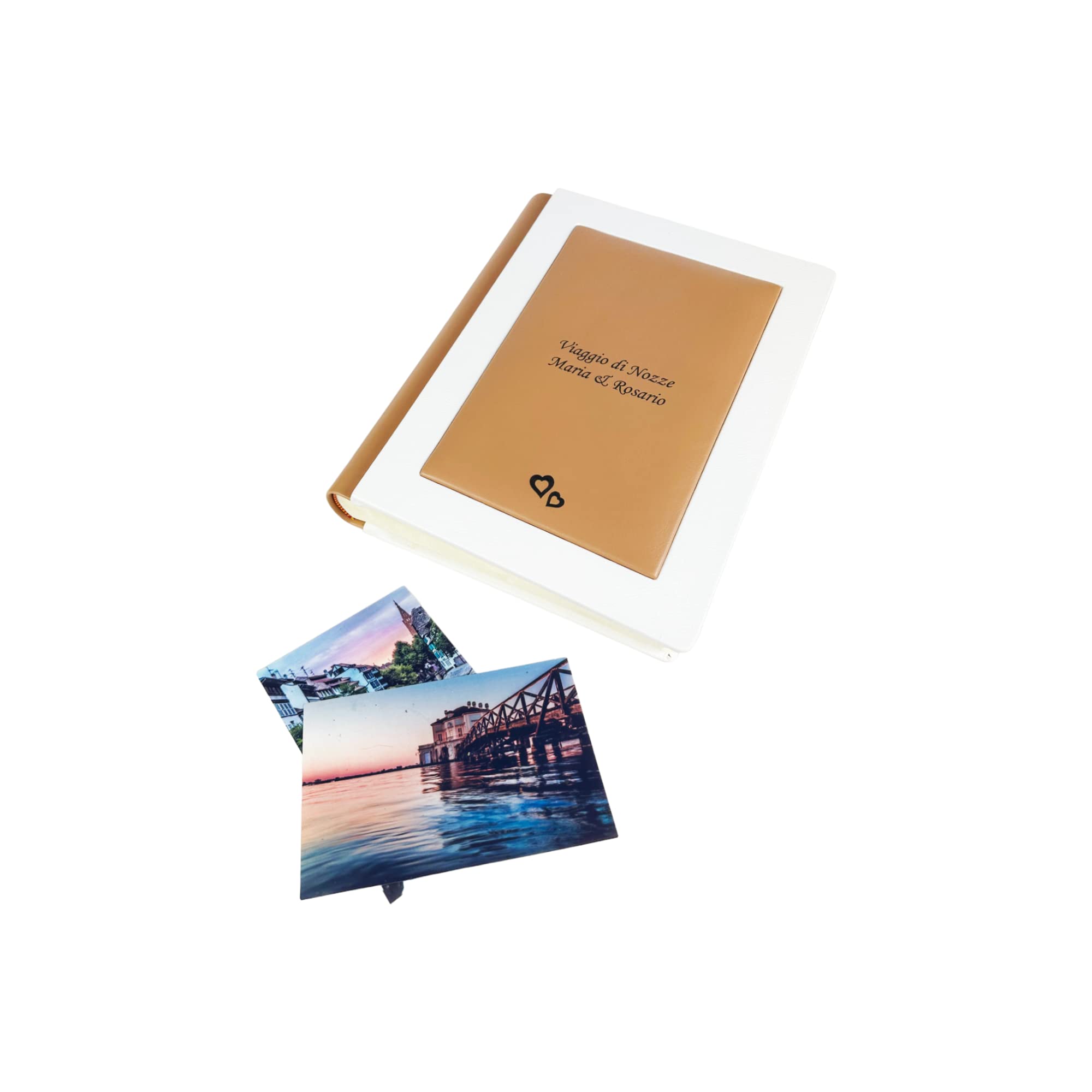 TriVin Art - Álbum fotográfico artesanal de piel sintética de alta calidad, varios formatos y personalizable con grabado. Boda, comunión, graduación, bautizo, cualquier evento (blanco)