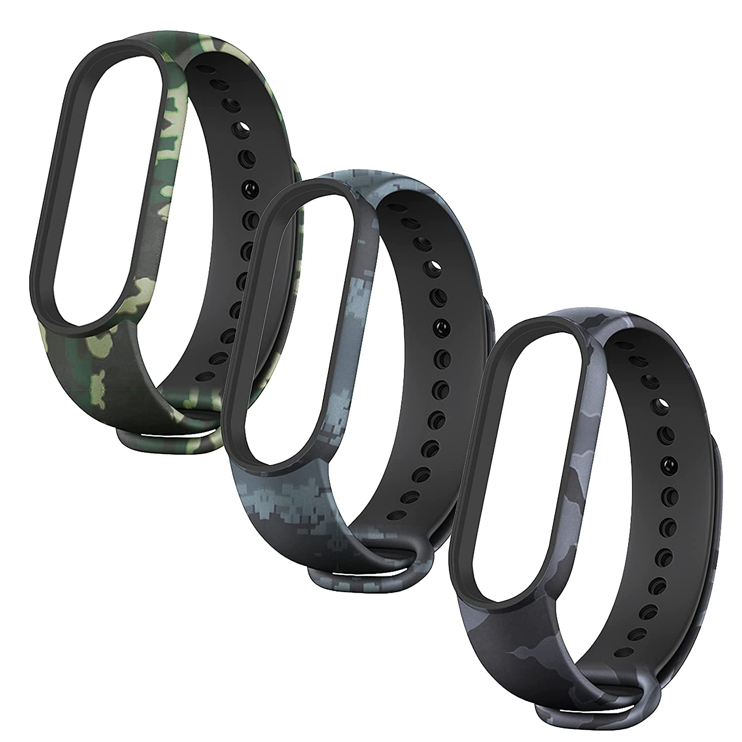 Adjustable Xiaomi Mi Band 3 / Mi Band 4 Watch Silicone Strap Band Bracelet Set of 3 - (Camouflage)-picture-20