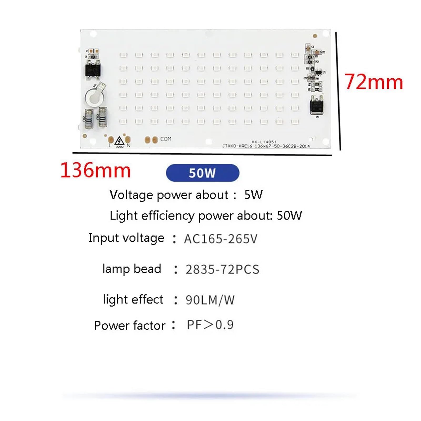 Lampada UV per Resina Lampade for polimerizzazione GEL UV 395nm for la riparazione di circuiti stampati Colla senza ombre Adesivo in resina epossidica Stampa 3D Scheda sorgente luce(405NM,50W)
