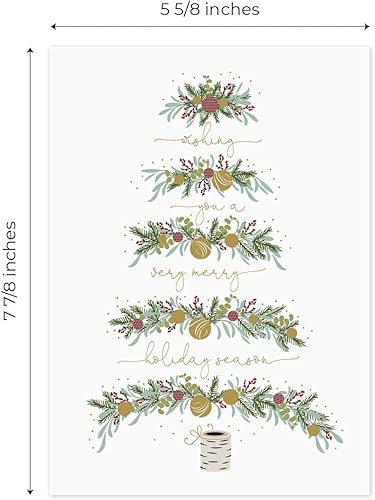 Miniatura 6 de Between The Branches - Tarjetas navideñas de papel de aluminio dorado, 16 tarjetas de Navidad en caja con sobres forrados de aluminio, tarjetas de