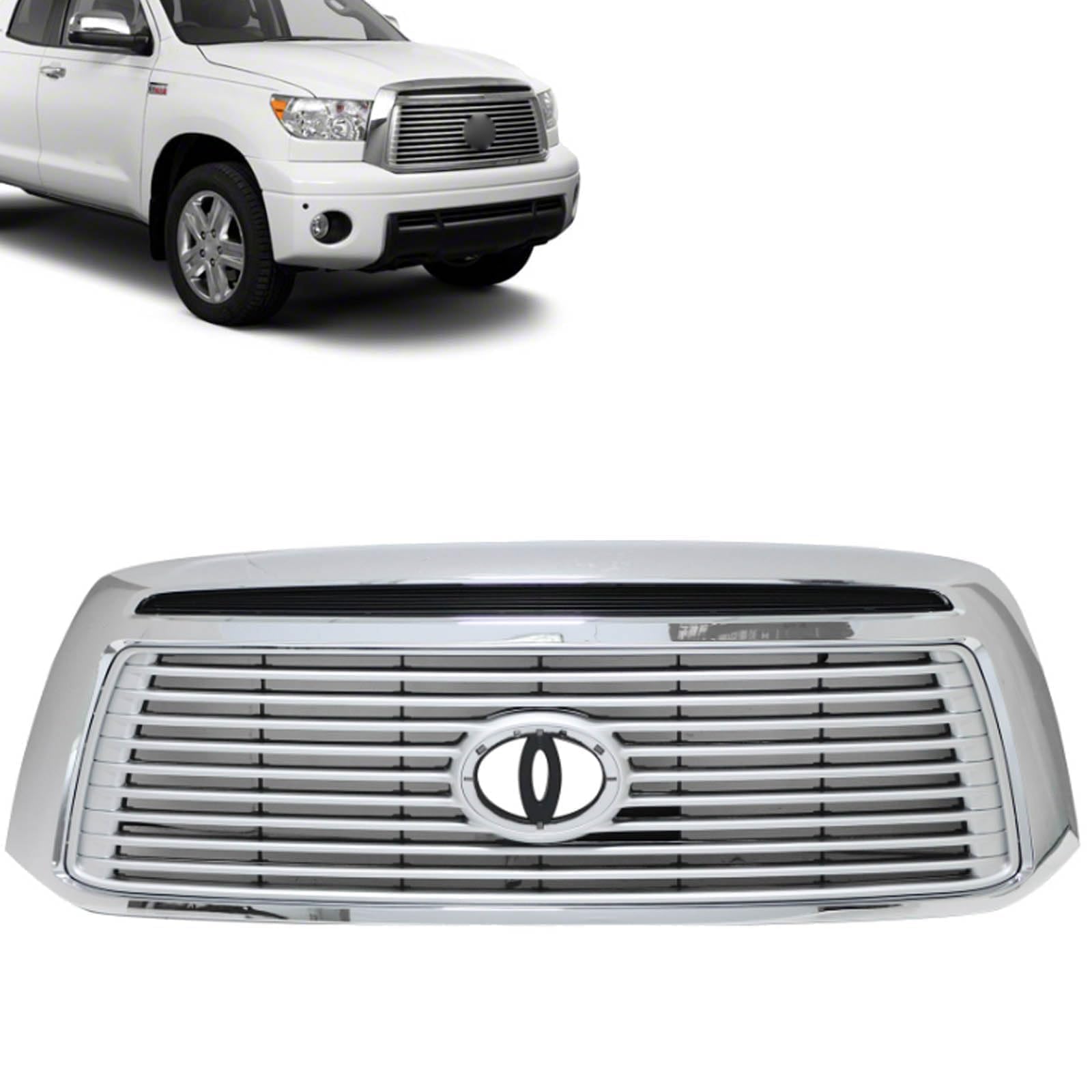 Photo 1 of SecosAutoparts Upper Grille Front w/Chrome Trim Compatible with Toyota Tundra 2010-2013 Replace# 531000C240, TO1200345