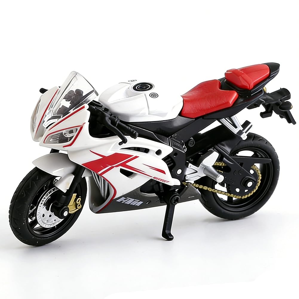Tupinerq Modèle Moto, Modèle réduit de moto en alliage à l'échelle 1:18 de, Réduit Voiture Objets De Collection Reproduction Cadeau De FêTe d'anniversaire, Base Décorative Gratuite (Noir) (Blanc
