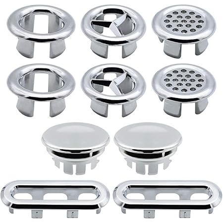 MroMax 3-tlg. Überlaufabdeckung Für Waschbecken – Chromfarben, Aus Kupfer/Kunststoff, Für 23-25 Mm Löcher