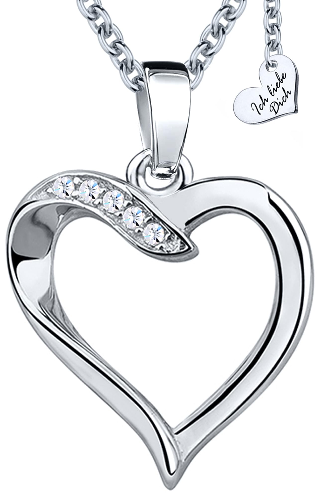 Damen Halskette 925 Silber Kette mit Herz Anhänger gold Ich liebe Dich Schmuck Geschenk für Sie Frauen Freundin Ehefrau Weihnachten Herzkette