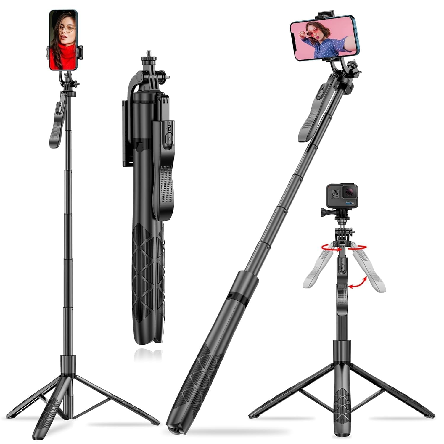 L16 Selfie Çubuğu Uzaktan Kumandalı 157 Cm Tripod Özçekim 360 Derece Alüminyum Masa Üstü Tripod