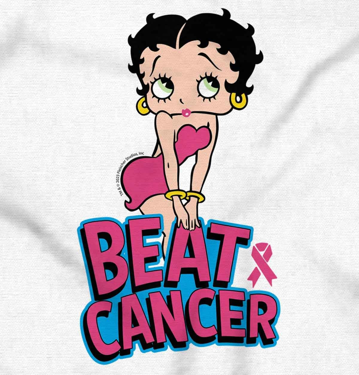 Betty Boop Beat Breast Cancer Ribbon Womens Graphic T Shirt Tees