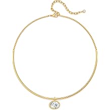 WOWORAMA Gold Choker Collar Necklace with CZ Pendants for Women | Minimalist Dainty Wire Choker, Cubic Zirconias Pendants, Trendy Stackable Metal Collar Jewelry