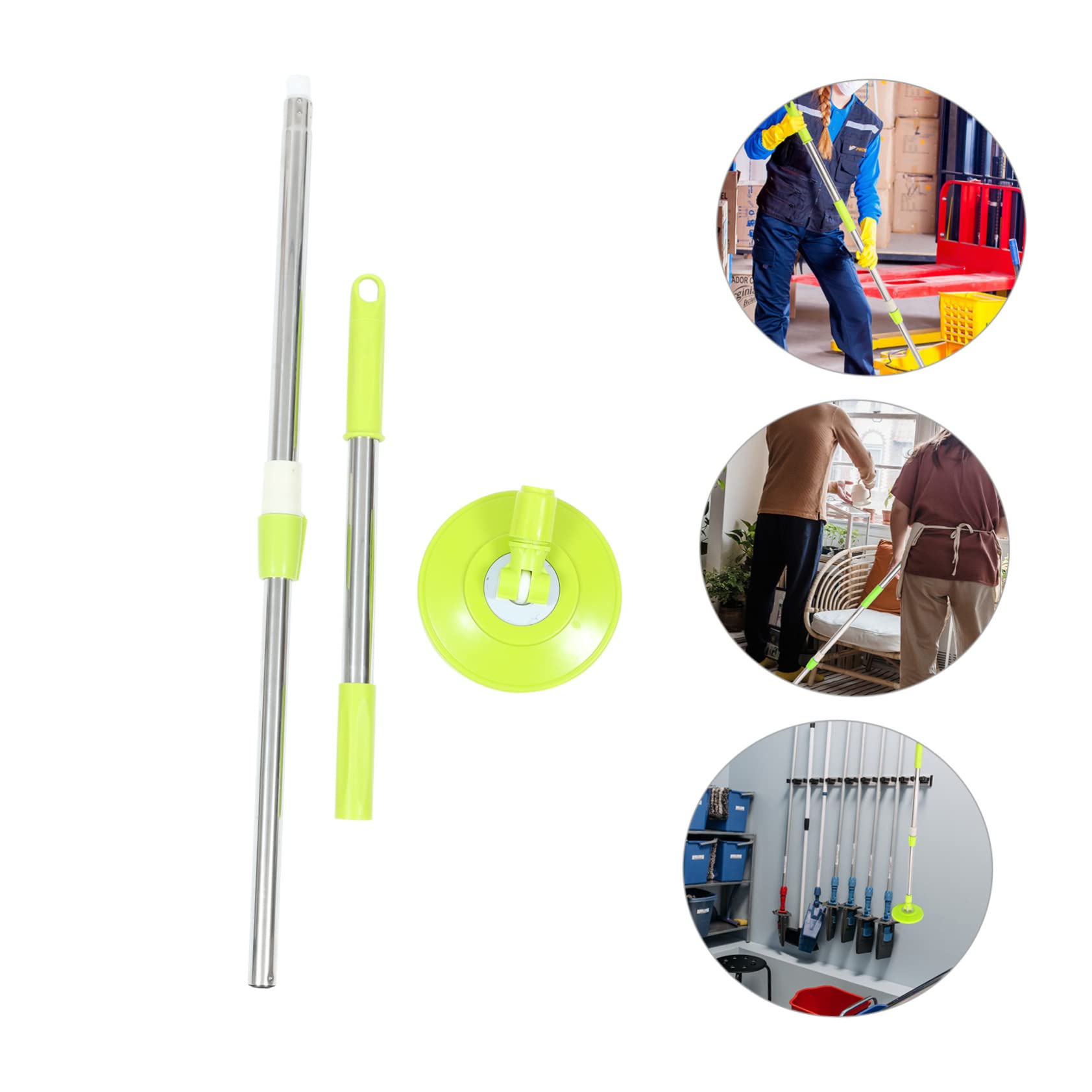 PERSELOSO 1Set Rotating Mop Accessory Rod Durable Section Stainless Steel Mop Pole Detachable Design for Easy Assembly and Use for Home Cleaning Tasks