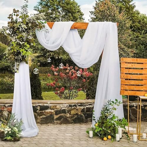 Querbehang Freihanddeko Weiß Vorhang für Hochzeit - 130 x 550cm T...
