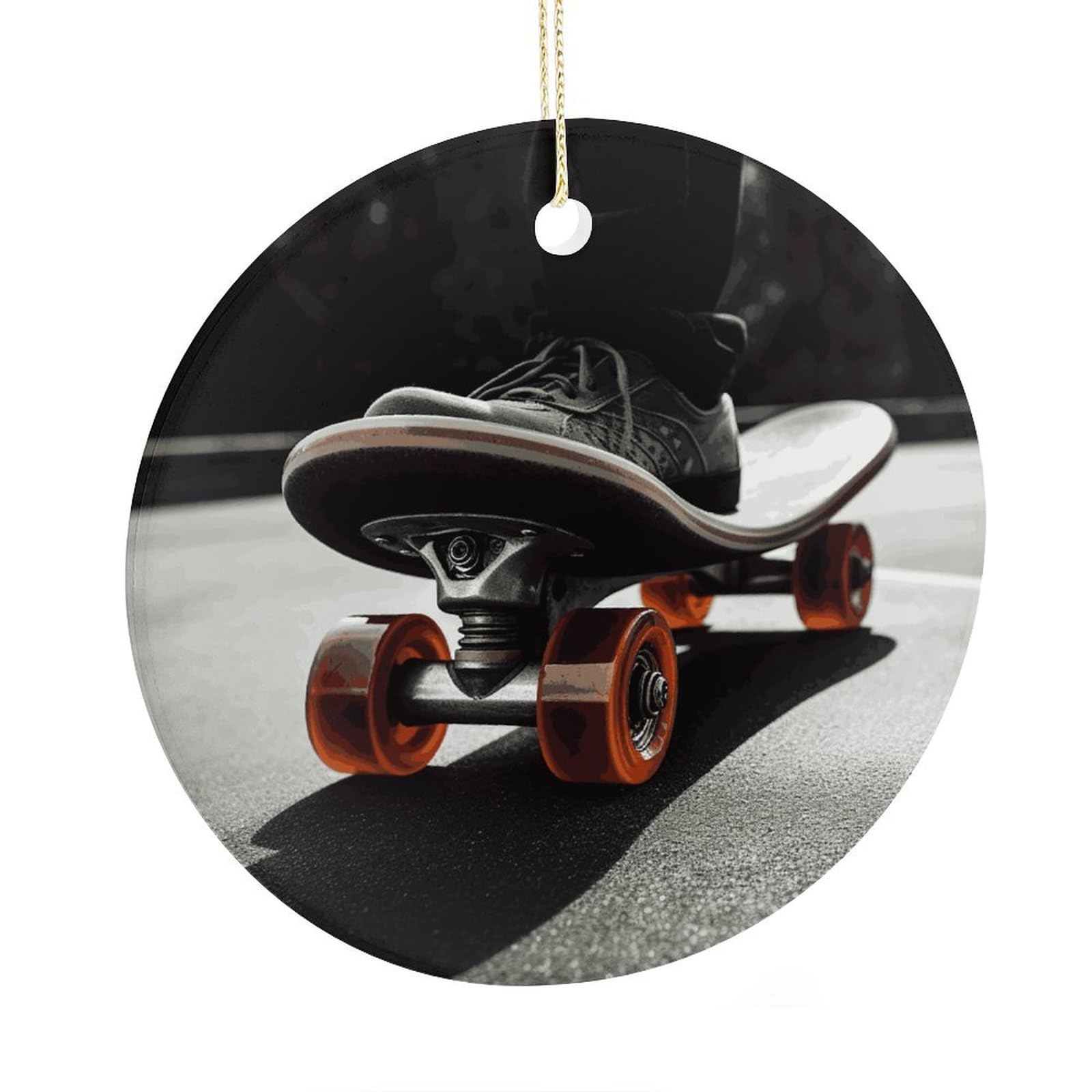 Adfgyerh Style Skateboard Wheel Ceramic Circular Pendant,2.9 Inch，Hanging Ornament，Gift Exchange Idea Round Ceramic Ornament,For Mom And Daughter，For Home Indoor Outdoor Decor.