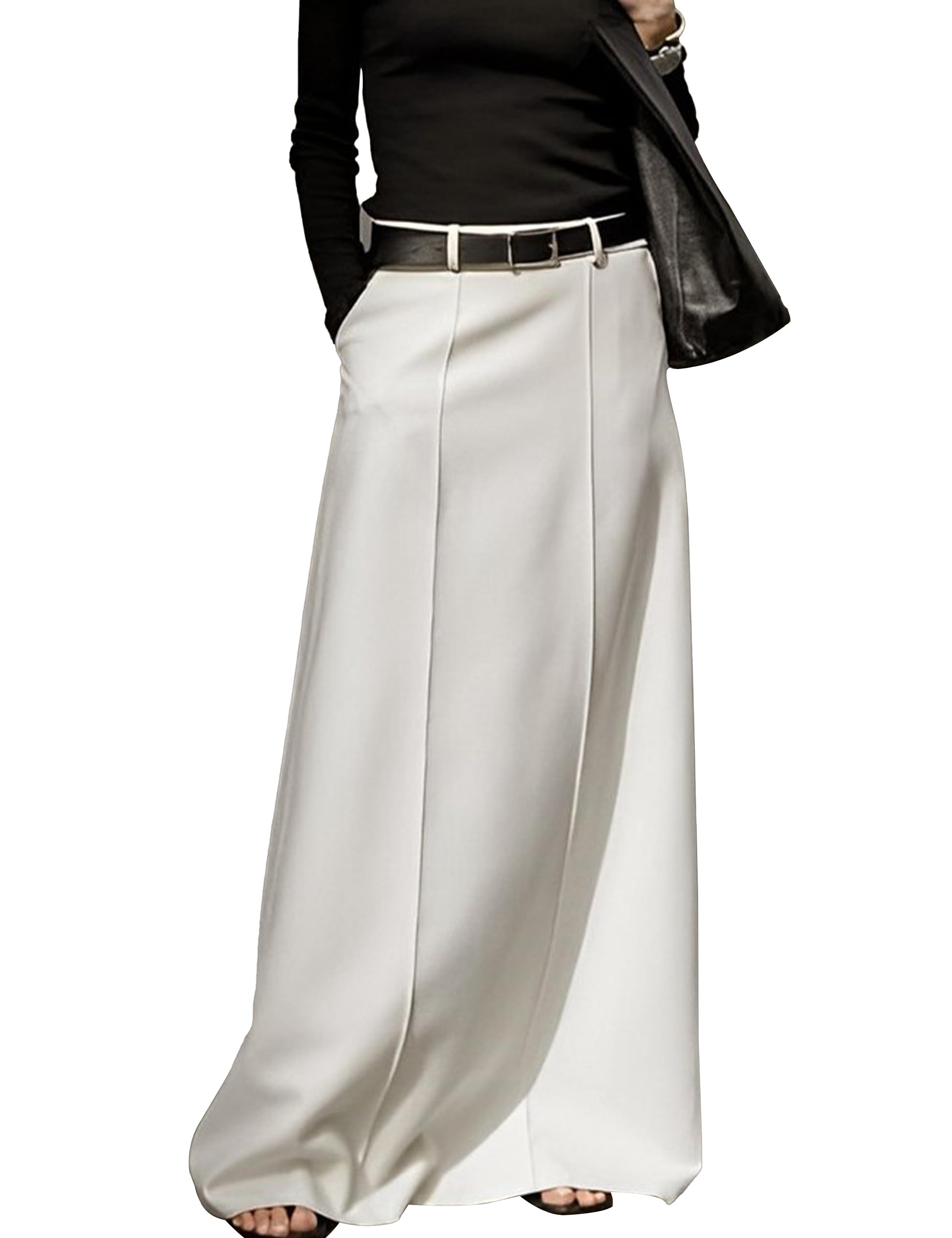 Womens Long Maxi Skirt Elegant High Waist H Line Long Straight Maxi Skirts for Women Casual Floor Pencil