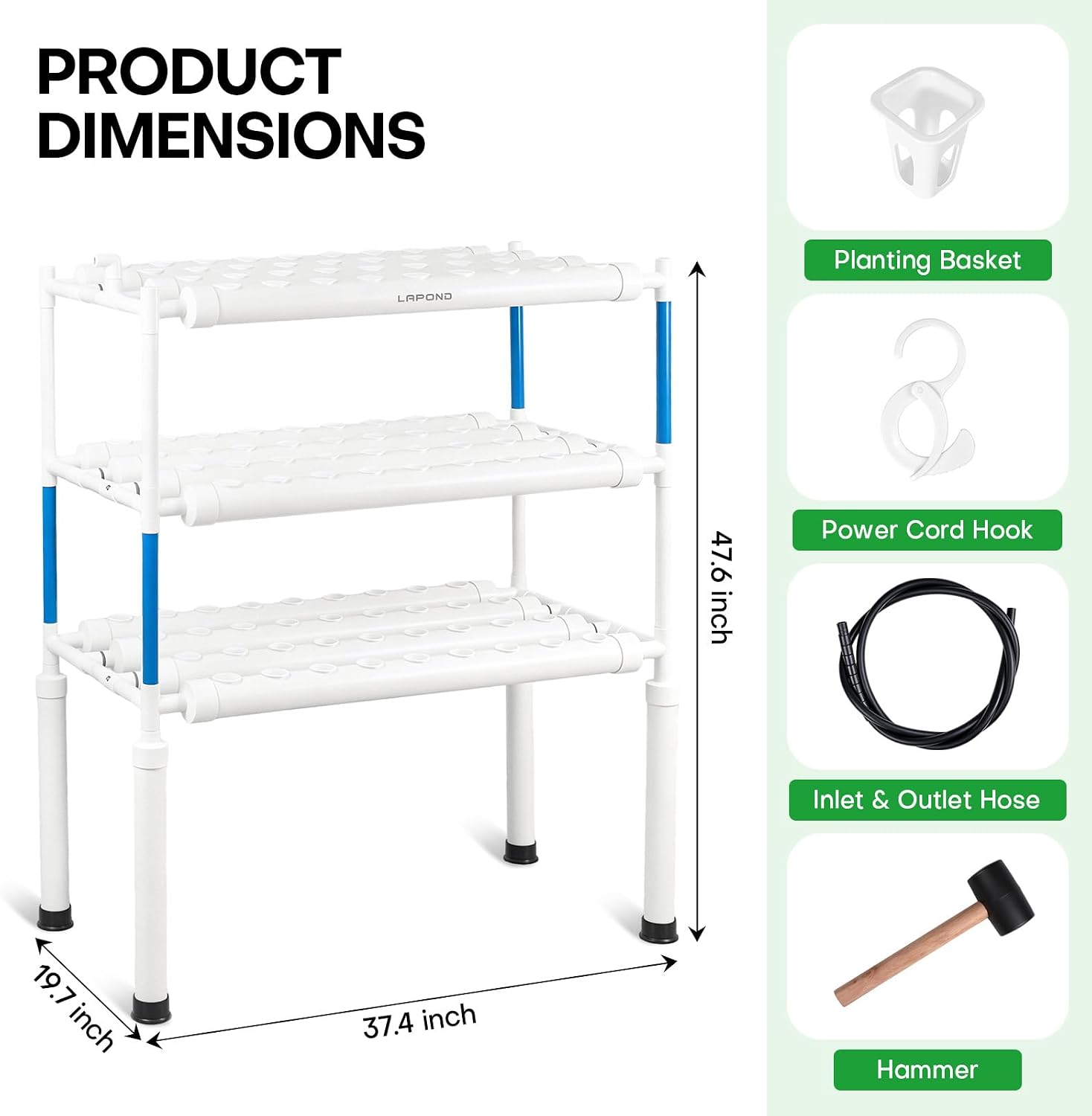 3-Tier 108 Plant Sites Hydroponics Growing System Kit