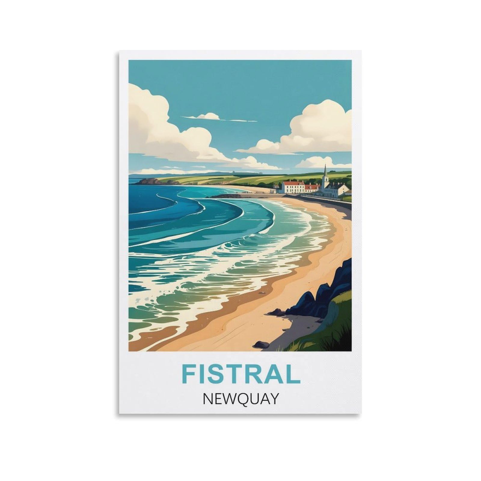 EZMLFA 5D Diamond Art Kits for Beginner,Fistral Beach,Diamond Art House DIY Diamond Art Kits for Home Wall Decor 50x60cm