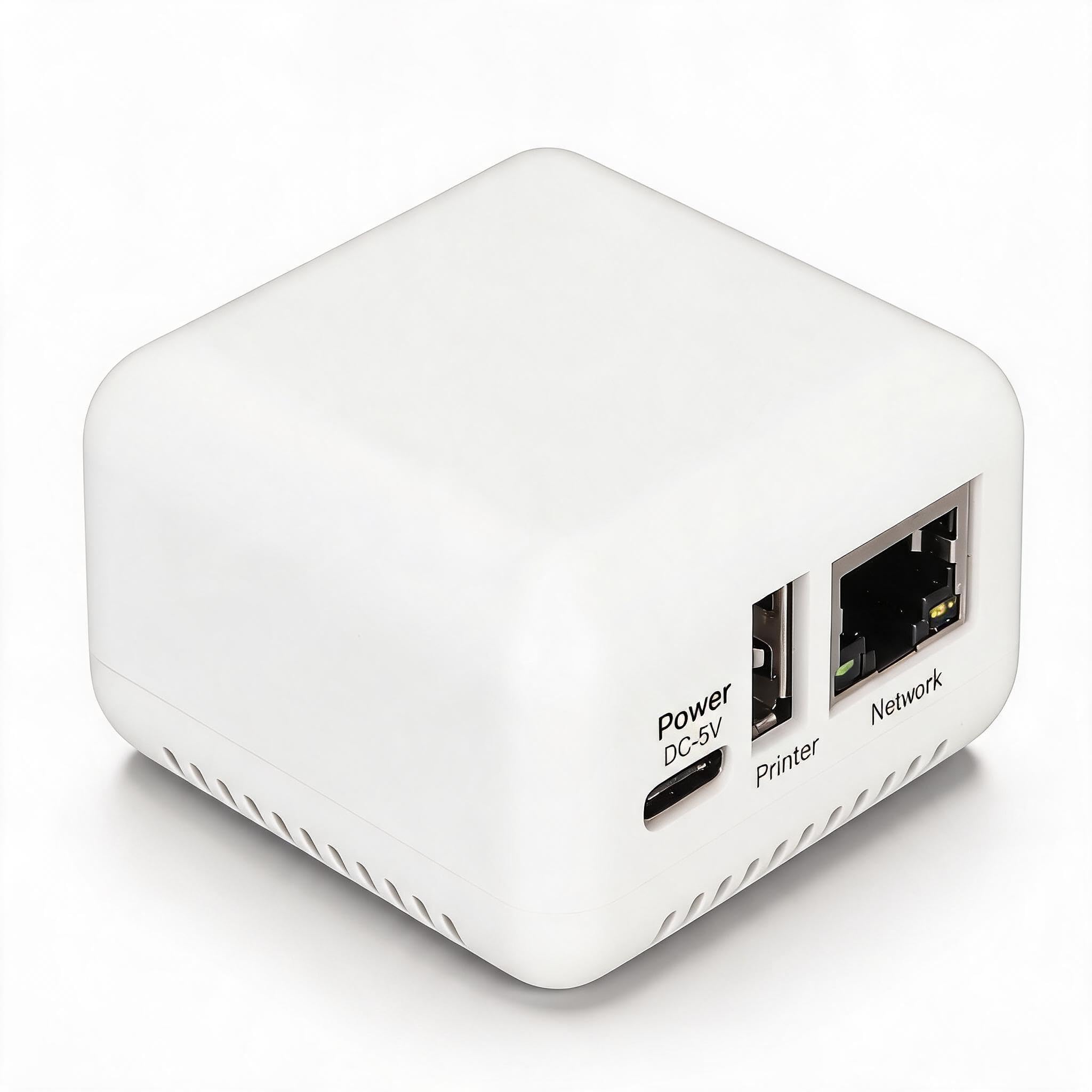 GOWENIC Servidor de Impresión en Red USB 2.0, Servidor Compartido de Impresión LAN Compatible con Impresión de Imágenes y Texto, para Imprenta Escolar y de Oficina (Enchufe de la UE)