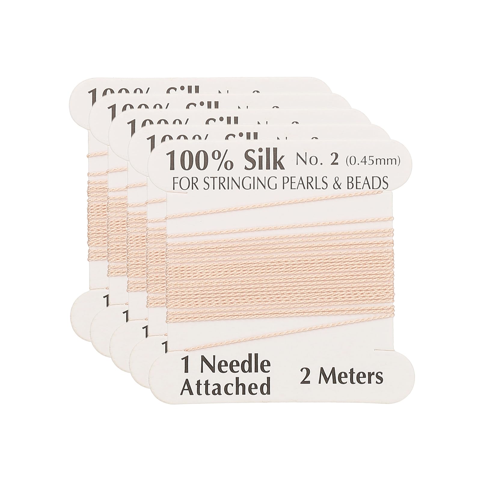 PATIKIL Silk Cord Thread, 5 Pcs Pure Silk Beading Thread Cord Size 0.45 mm with The Knotting Pearls Needle Attached, Pink