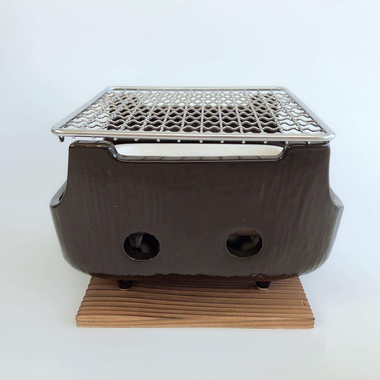 Amazon.co.jp: 萬古焼 角型串焼 黒（小）七輪 焼肉コンロ バーベキュー