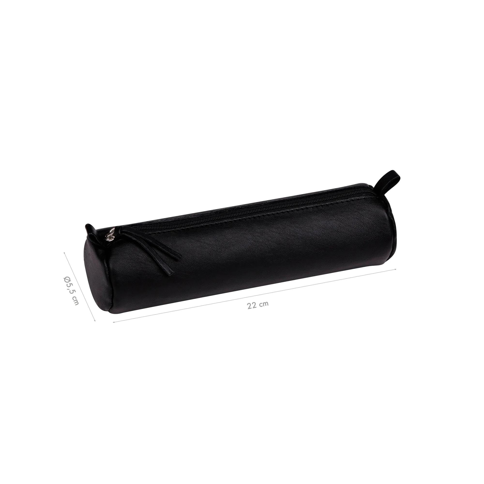 Clairefontaine Trousse Scolaire Ronde Noire Ø5,5x22 cm Cuir d'Agneau