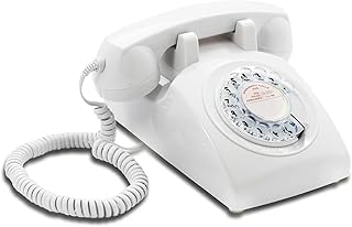Opis 60s Cable - Retro Corded Phone/Corded Telephone Landline/Retro Phone/Vintage Telephone/Landline Phone/Corded Landline Telephone Retro/Old Telephone/Home Phone Corded (white)