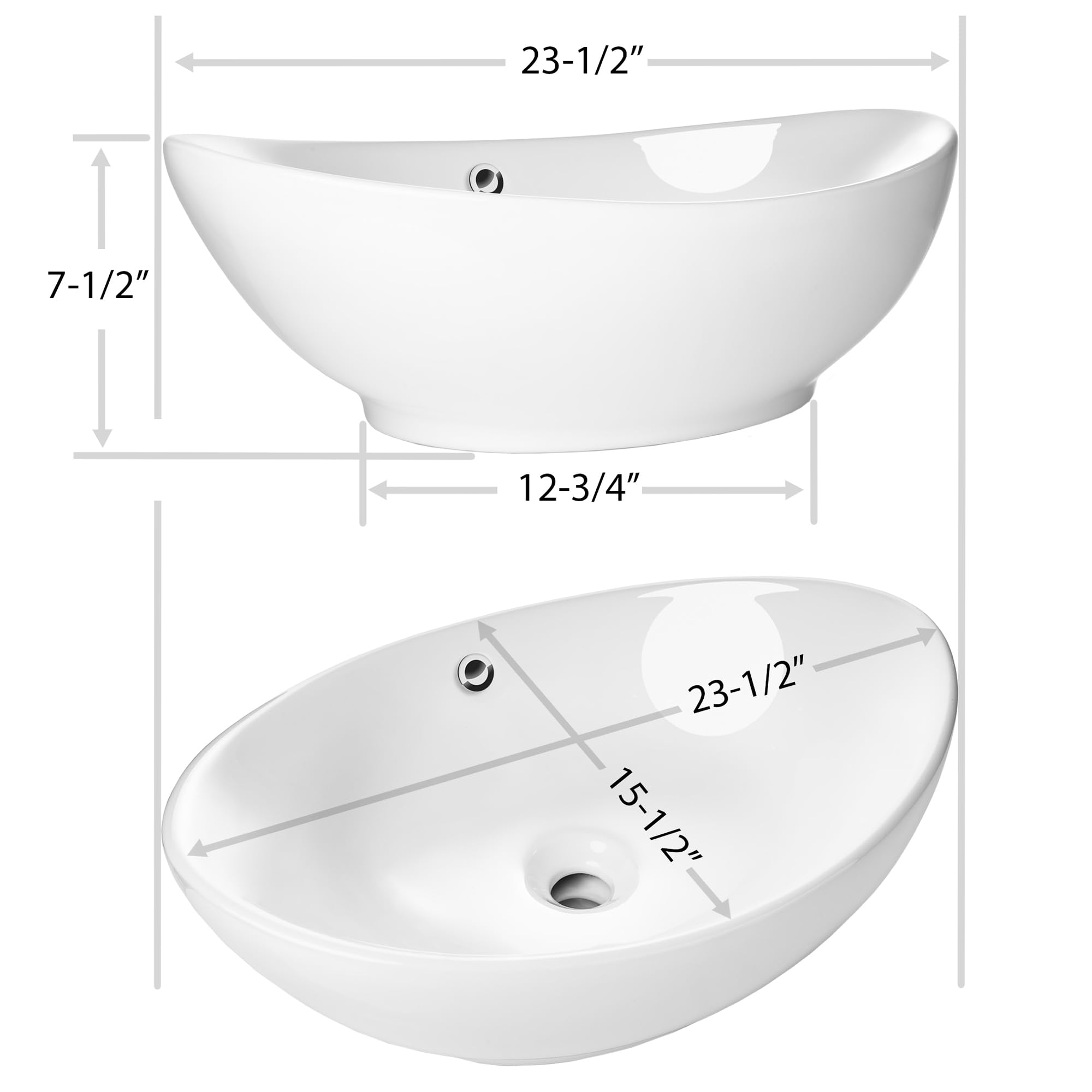 Lavabo Ovale,VEVOR 592x361 Mm,vasque à Dessus En Céramique Blanche,style Moderne,lumineux Et élégant,adapté Pour Salle De Bain,hôtel,toilettes | Leroy Merlin