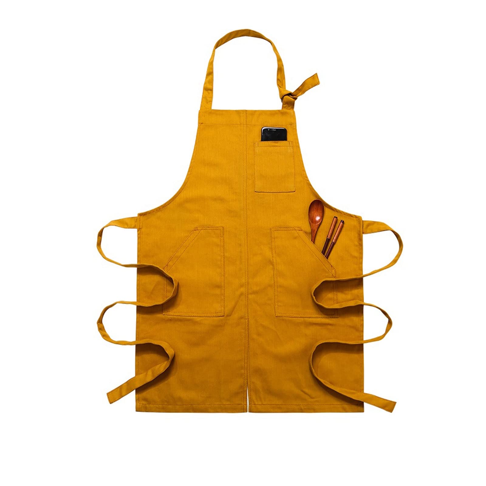 Delantal de chef, delantal unisex de mezclilla sin mangas, multicolor para trabajos culinarios, de belleza y manualidades