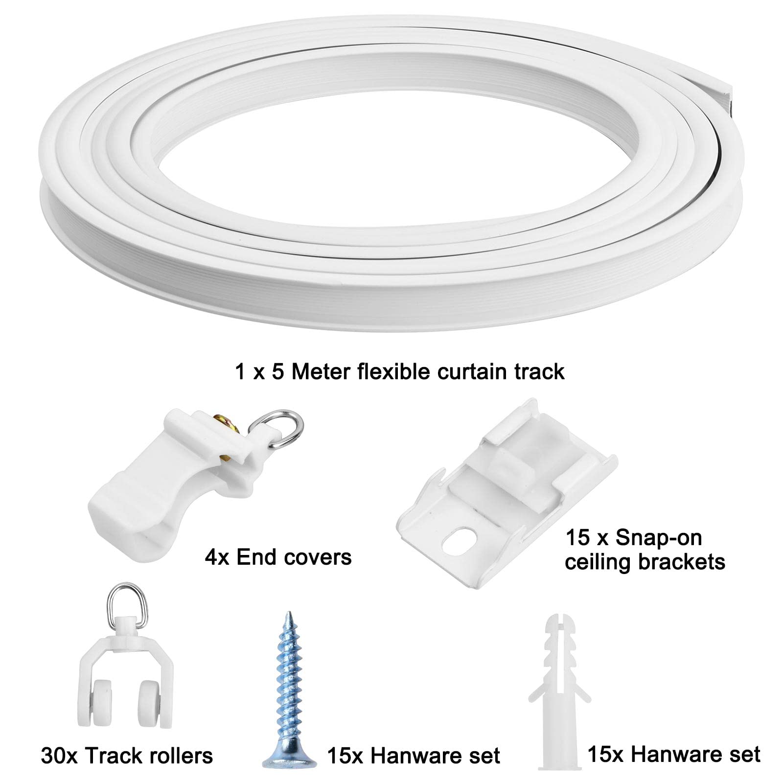 Rail Rideaux Plafond Flexible 3M - Courbé Pour Douche, Séparation Ou RV Rail Rideaux Plafond Flexible 3M - Courbé Pour Douche, Séparation Ou RV
