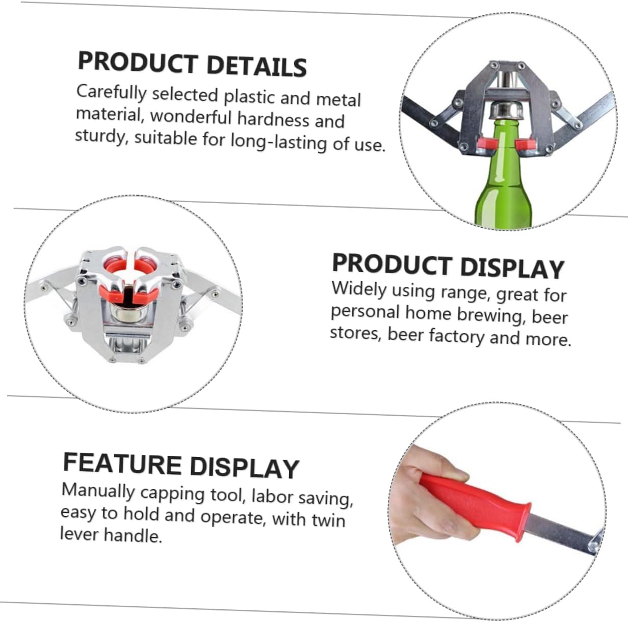 Manual Bottle Capper Tool for Home Brewing Compact and Lightweight Handheld Bottle Sealer Twin Lever Handle Convenient Home Shop