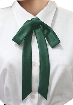Ladies Long Pre Bow Tie Solid Color Bowtie for Women