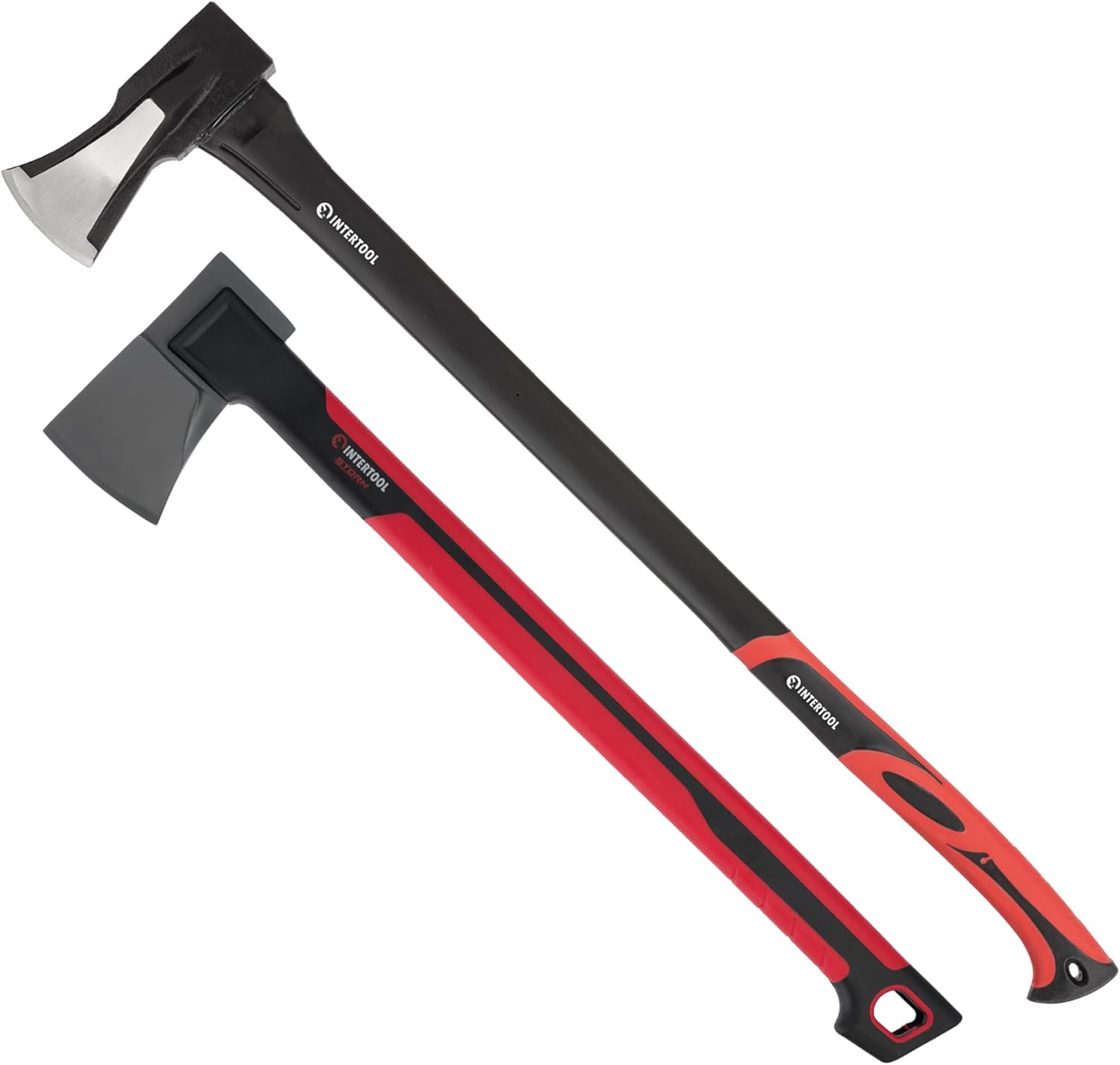INTERTOOL Axe and Splitting Maul Combo - 3 lbs Ax with 24-inch Handle - 5 lbs Heavy Duty Wood Cutting Axe with 36-inch Handle, Shock Absorbing, Anti-Slip HT08-0293-0275