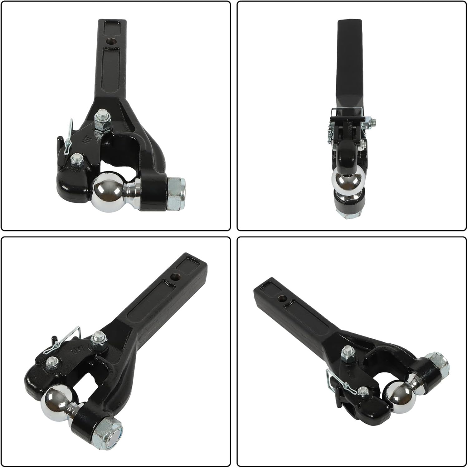 compatible Pintle Hook 20000 lbs Hitch for 2/2.5-inch Receiver Combination 2-5/16-inch Ball Fits 2.5 to 3-inch Lunette Ring 15.6-inch Length Black Powder Coat