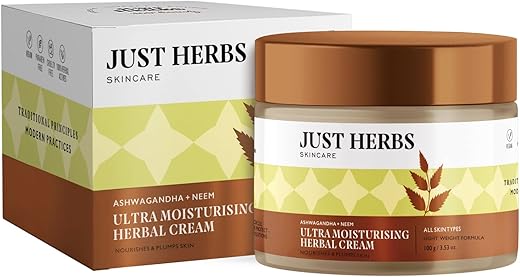 Just Herbs Ayurvedic Herbal Nourishing Face Moisturizing Massage Cream For Dull & Dry Skin – Parabens, SLS Free 100 gm