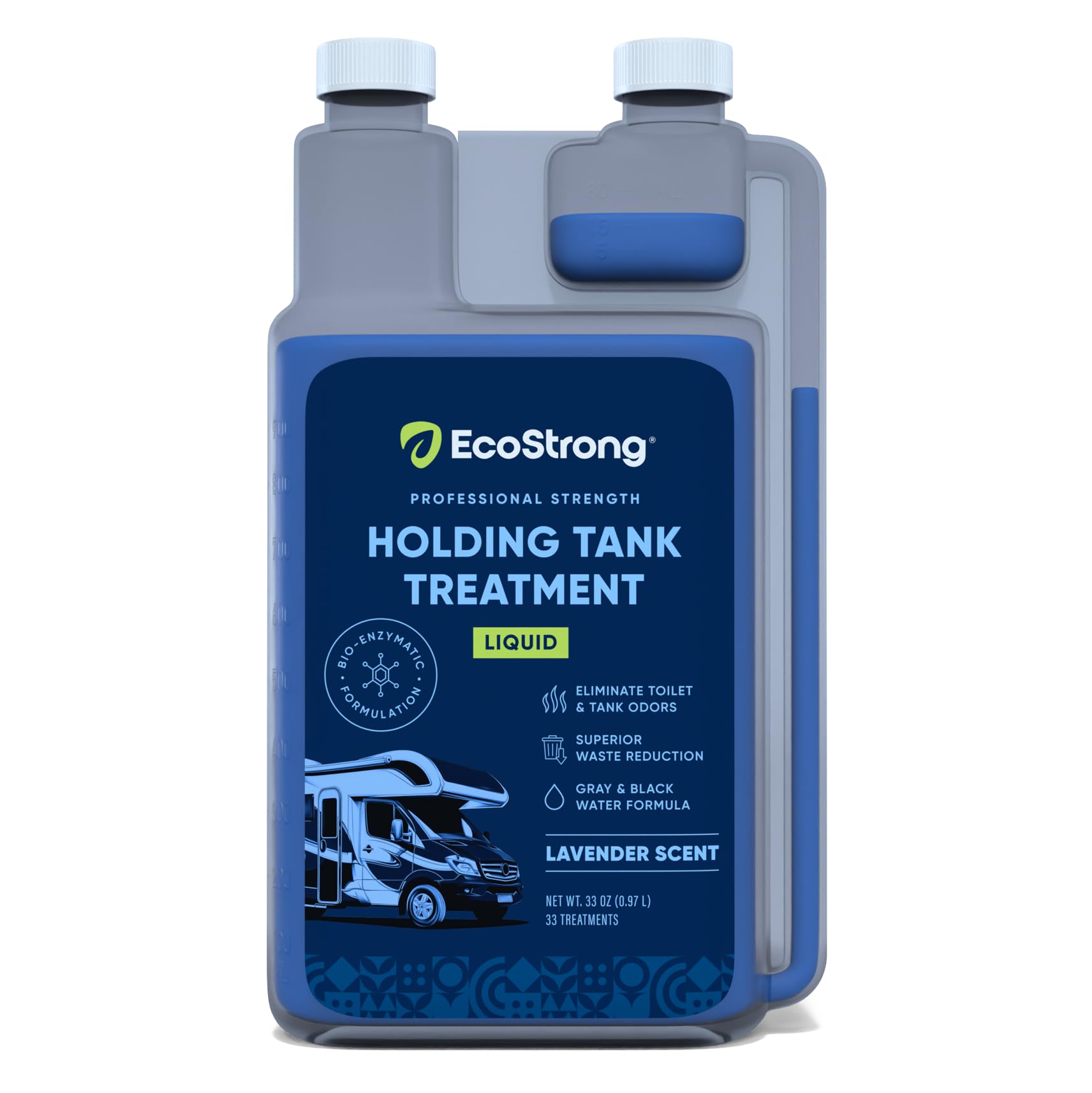 Eco Strong RV Toilet Treatment | RV Black Tank Treatment | RV Holding Tank Digestor, Odor Eliminator, and Cleaner | Perfect for Campers, RVs, Boats, 33 Treatments, Lavender