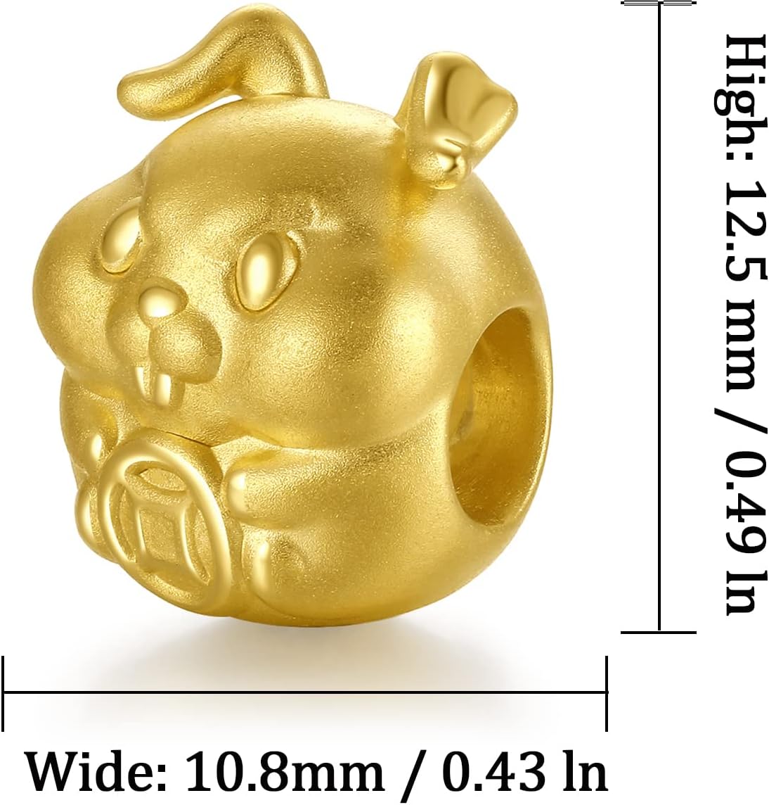 24K Solid Gold Bracelet, Real Pure Gold Jewelry Charm Bracelet Dainty Lucky Chinese Zodiac Rabbit Dragon Dog Piggy for Women Men Girlfriend