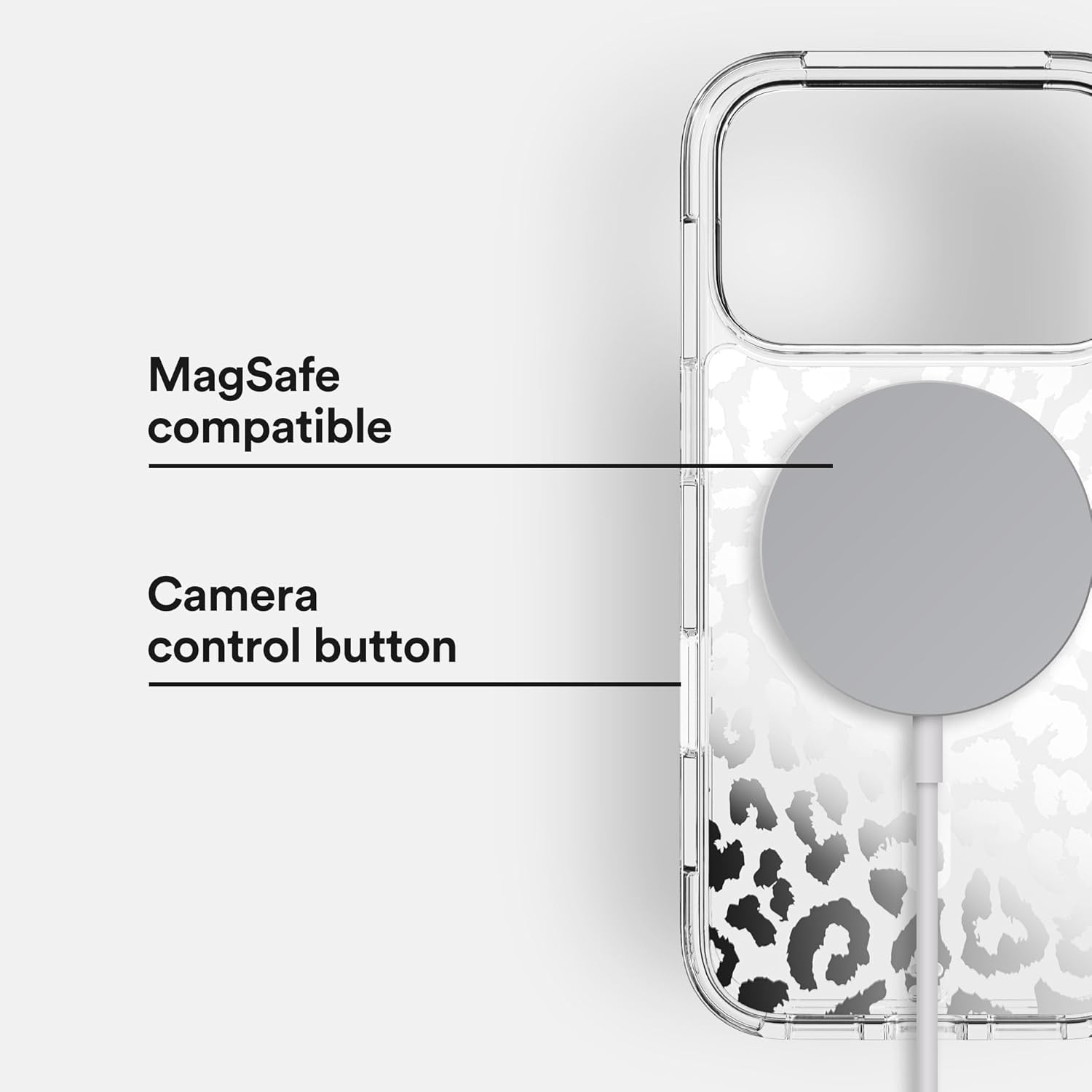 BodyGuardz Accent Compatible with iPhone 17 Pro Case - Crystal Clear Shockproof Cover with 18FT Drop Tested - Compatible with MagSafe - Wireless Charging - Raised Bezel (Chrome Leopard) - Image 2
