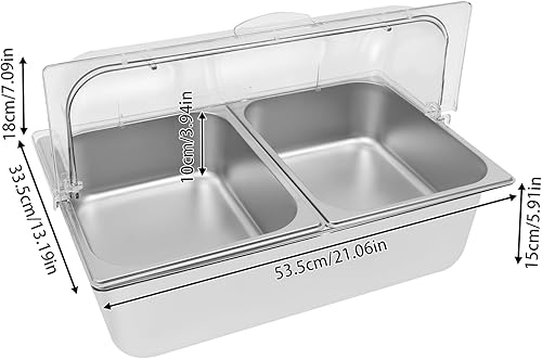 Miniatura 9 de Recipiente de acero inoxidable para servir alimentos para encimera, contenedor de servir alimentos con tapa, servidor de condimentos con cucharas,