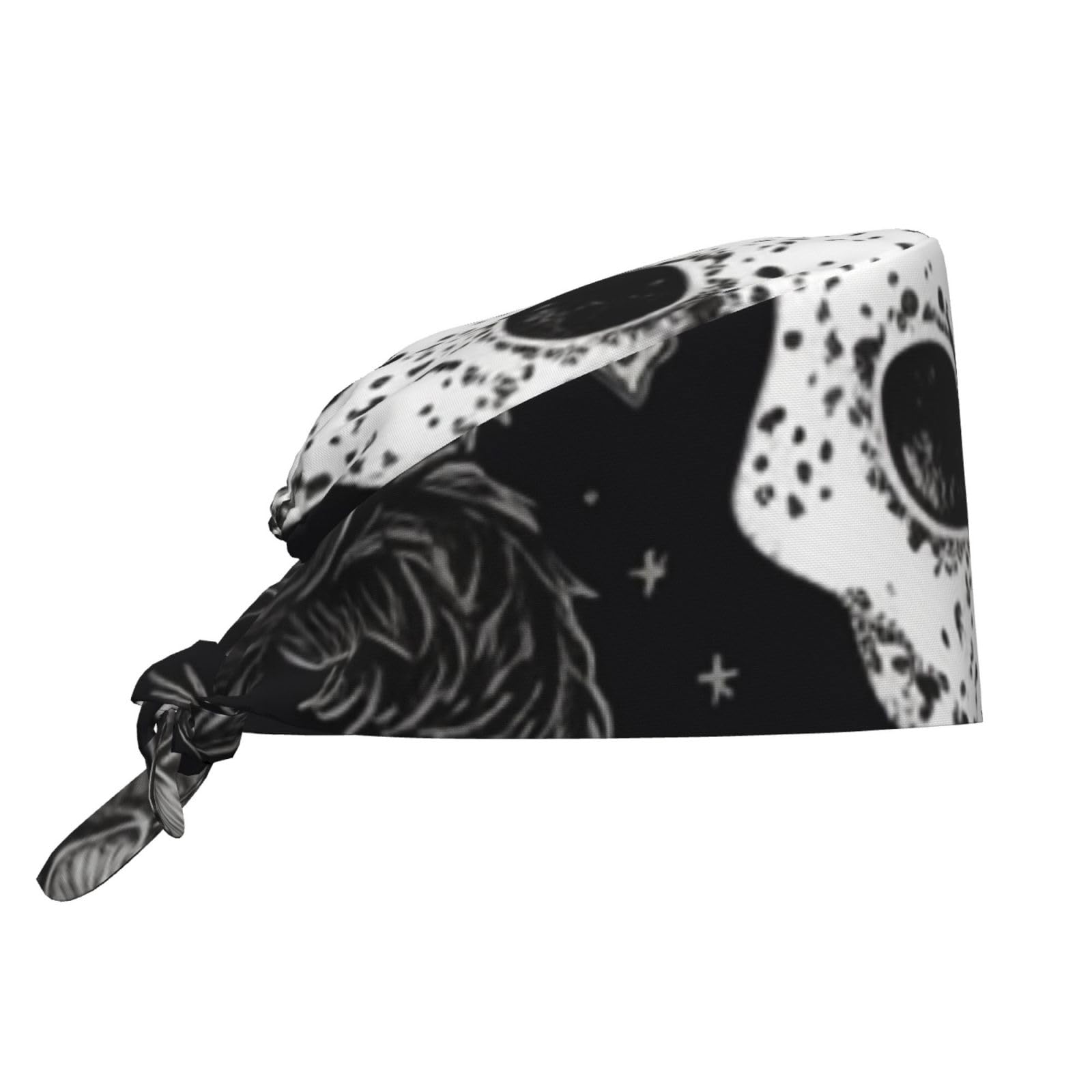 POCUK Skull Cat Moon Gothic Comfortable Cleaning Work Cap Cooking Catering Chef Kitchen Beanie Adjustable Strap Black