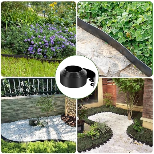 33FT Landscape Edging No Dig, 4 Inch Garden Border Edging with 1 Hammer with 50 Nails, Flower Bed Lawn Edging Border for Landscaping - Thumbnail 2