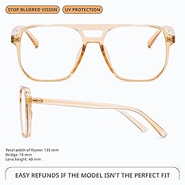 livho Vintage Aviator Blue Light Blocking Glasses, Fashion Oversized Frames with UV Protection Coating, Unisex Design