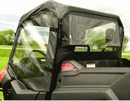 UTV Soft Half Upper Front Doors with Rear Window Compatible with Honda Pioneer 700 2014-2023 Models | with Zippered Windows | Side by Side Accessories
