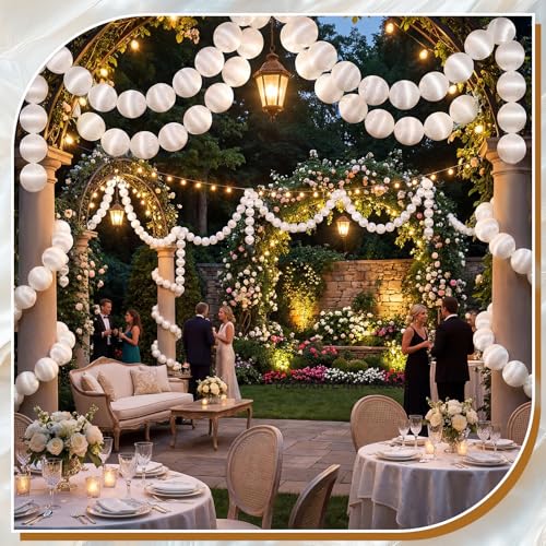FineCheer Wedding Pearl Ball Garland Ornament Beads Wedding Hanging Ball Garland Decor for Bridal Shower Engagement Baby Shower Photo Background Decoration and Decor DIY Craft(3.1inch x 79inch) by FineCheer - Used condition - Image 6