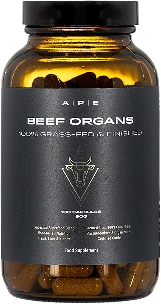 APE Nutrition Beef Organs Grass Fed Liver Kidney Heart Organ Capsules
