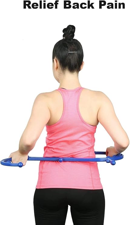 Trigger Point Massager, Lower Back Massager Self Body Shoulder Neck Massager Deep Muscle Massage Tool - S Shaped (Blue)