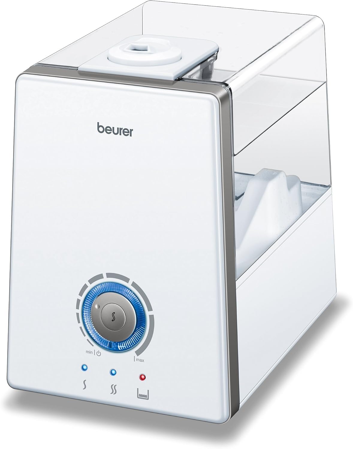 Beurer LB 88 Umidificatore d'Aria, Bianco, con 3 livelli di riscaldamento dell'acqua attivabili e inserti anticalcare, per ambienti fino a 48 m²