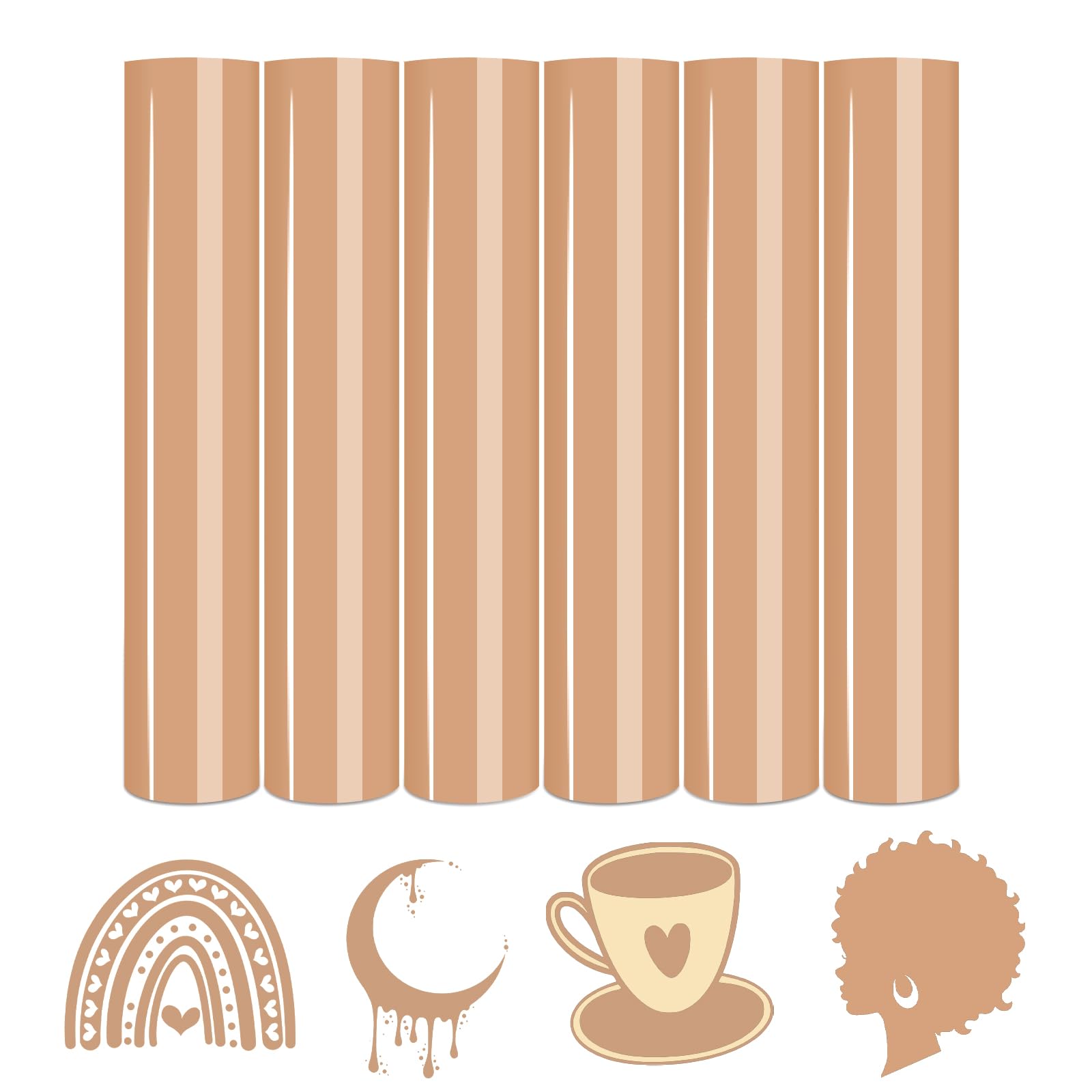 Tintnut Warm Beige Heat Transfer Vinyl,6 Pcs 12x10in Iron on Vinyl