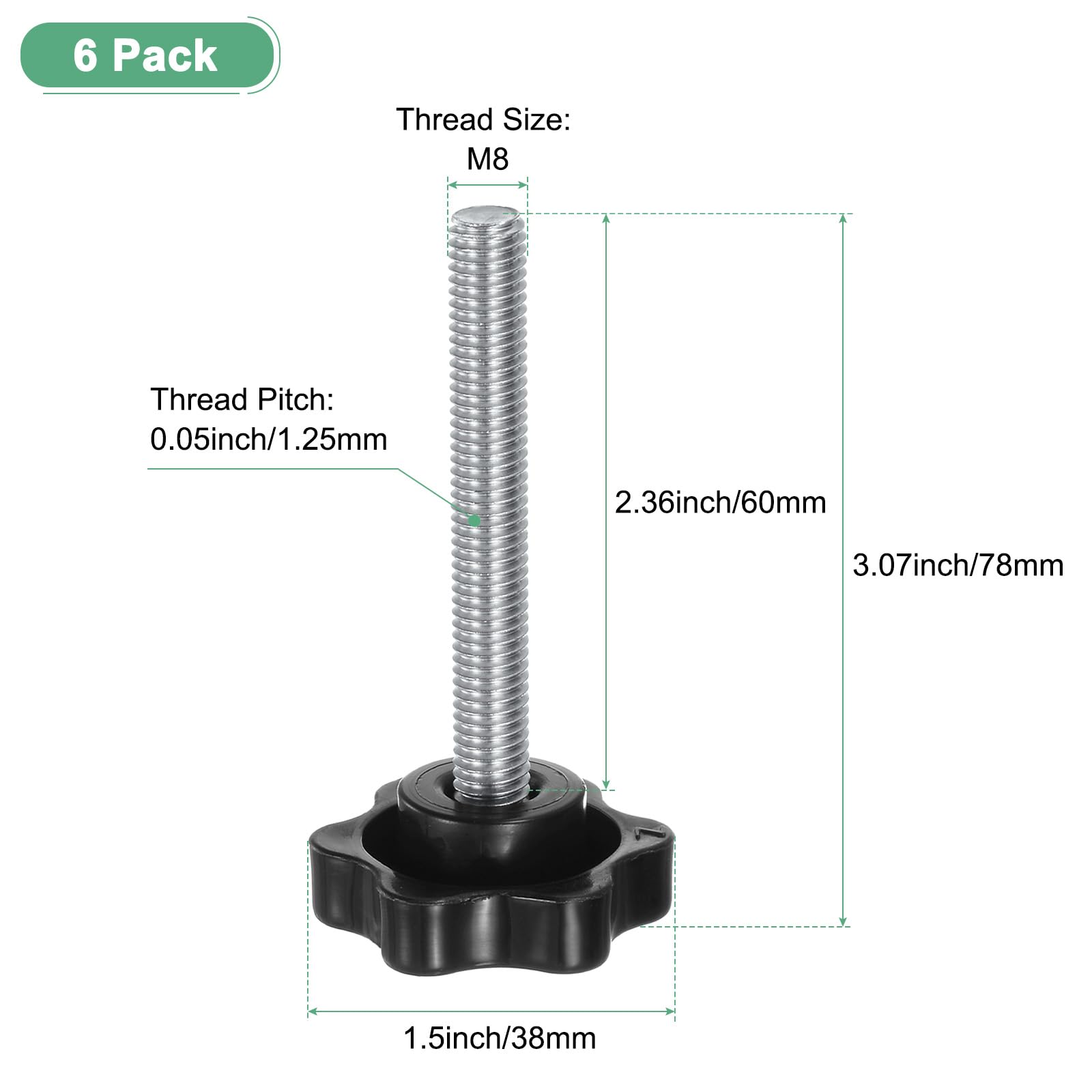 M METERXITY 6-Pack Star Clamping Knobs - Image 3