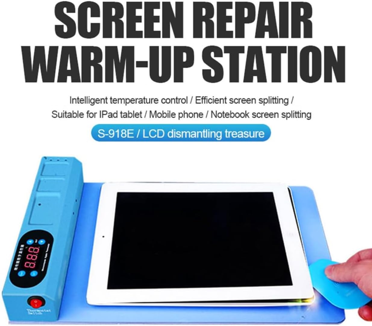 Tappetino riscaldante per riparazione schermo LCD, 35 x 21 cm, mini tappetino termico in materiale morbido per separare telefono e tablet, ideale per progetti di riparazione tecnica