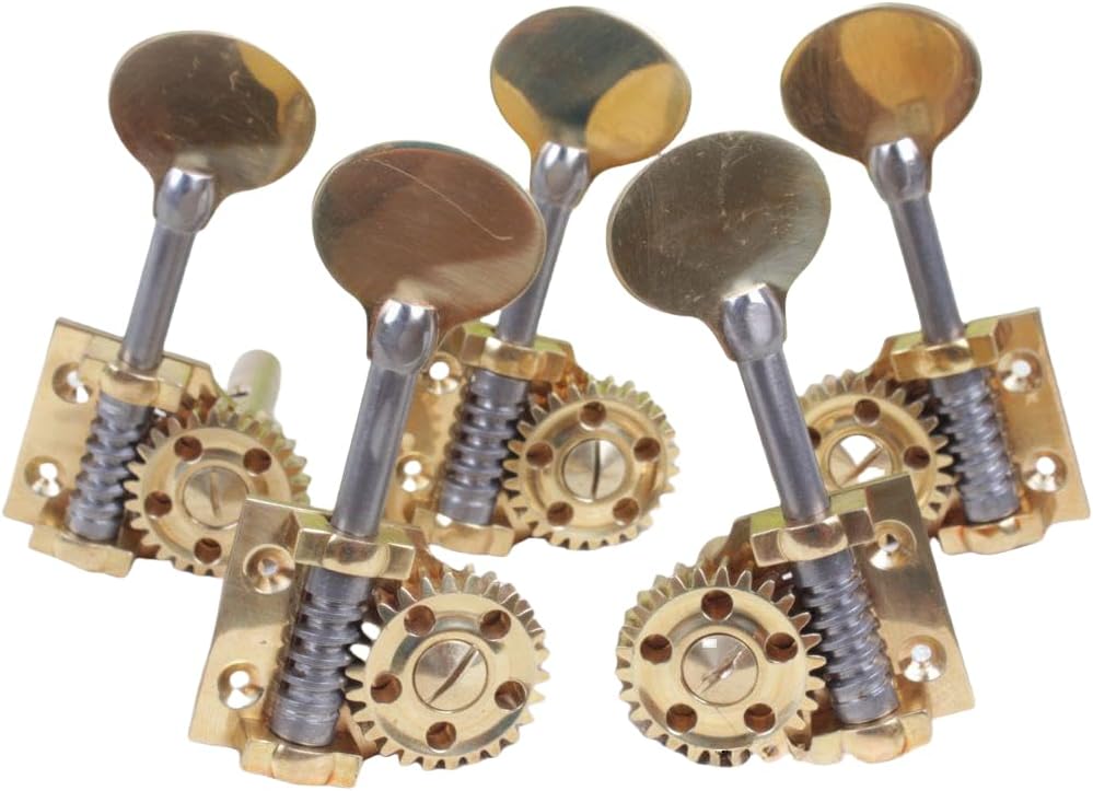 Vetimobato 1 Set 3/4 Upright Double Bass Pegs Brass String Winder Head Upright Bass Peg String Tuner String Adjuster Machine Winder Bass Part (5 String Independent Style)