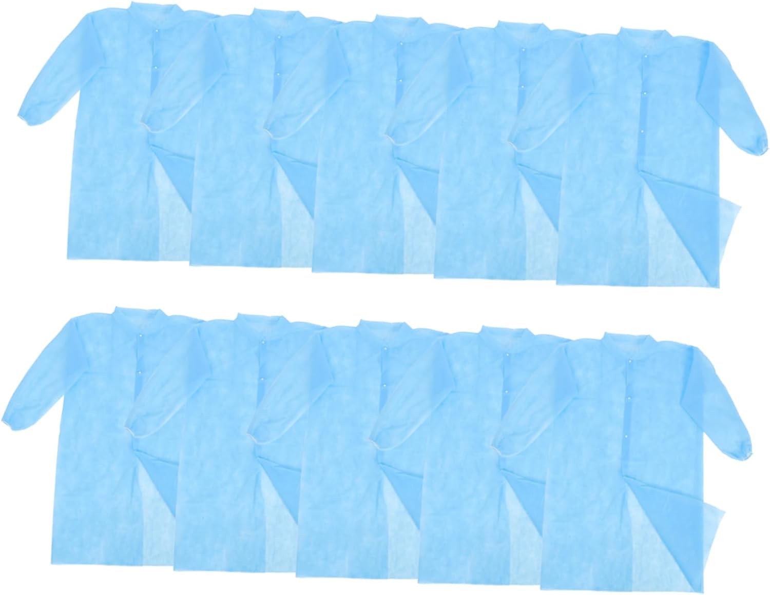 10PCS Disposable Lab Coats for Adults Non-Woven Protective Suits Buttons Unisex Chem Lab Bulk Disposable Wear for Laboratories and Use