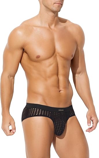 Casey Kevin Mens Sexy Underwear Breathable Mesh Briefs See Through Fishnet