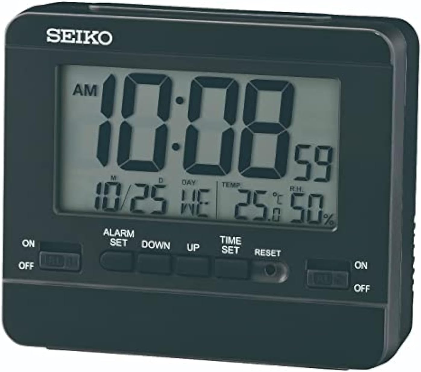 Seiko Clocks Black Digital Alarm Clock QHL086K